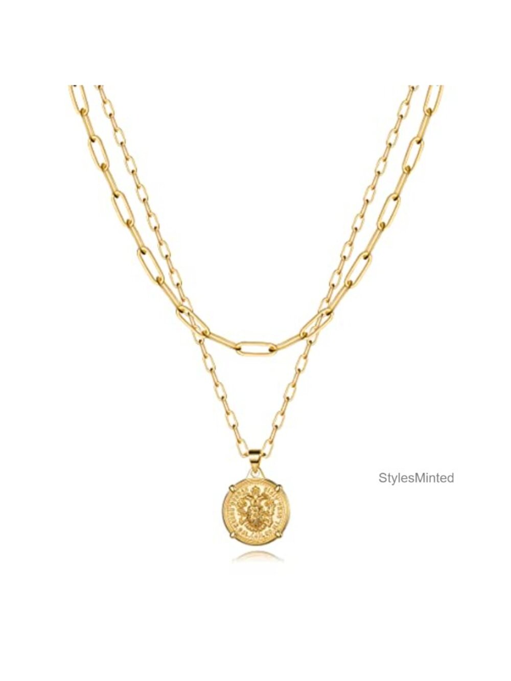 14K Gold Plated Medallion Snake Link Chain Choker Adjustable Women